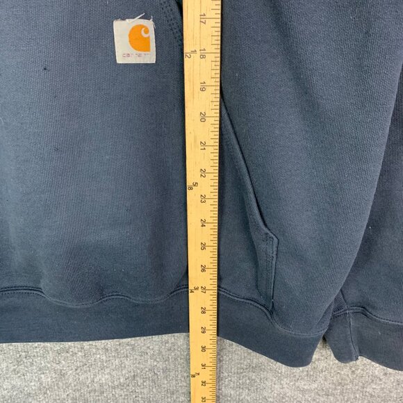 Carhartt Hoodie Mens Large Blue Original‎ Fit Fleece Sweatshirt Work Wear - Picture 9 of 14